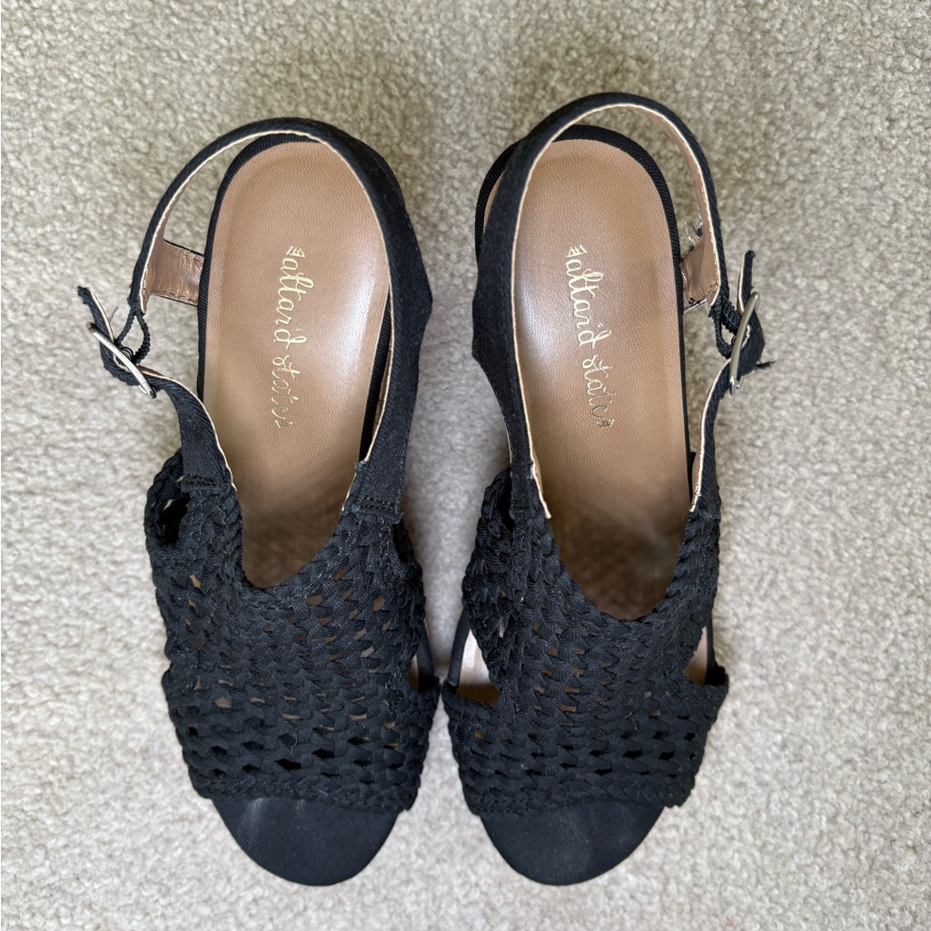 Altar’d State Wedge Heels Sandals Black Woven Size 8